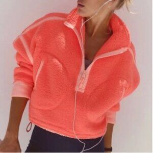 Free People NWT Movement Mountain High Fleece Pullover Pink Oversized size XS